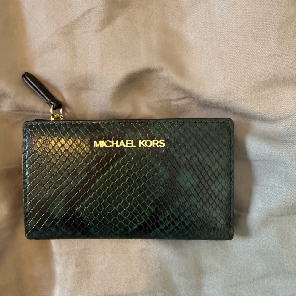 Michael Kors Dark Green Snake Print Wallet